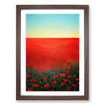 Poppy Flower Field At Dawn Framed Wall Art Print, Ready to Hang Picture for Living Room Bedroom Home Office, Walnut A2 (48 x 66 cm)