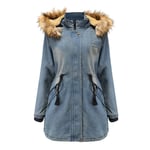 Parka Femme De Marque À Capuche Detachable Manteau Femme Mi-Longue En Jean Plus De Velours Fishtail Parka -Zs307050