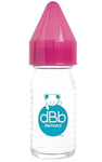 Biberon Régul'Air 110 ml dBb Remond en verre - tétine NN -nouveau-né- anti-coliques en silicone - rose translucide