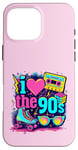 Coque pour iPhone 16 Pro Max Chemise « I Love The 90s » pour homme et femme, costume de fête vintage des années 90