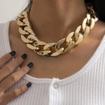 Punk kubansk länk kedja choker halsband guld lätt chunky oval länk kedja halsband statement hip hop smycken