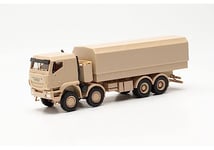 herpa- Iveco Maquette Camion Plateau protégé Trakker 8x8, échelle 1/87, Model Allemand, pièce de Collection, Figurine Plastique Miniature, 746984