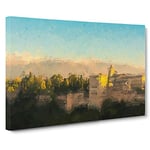 Big Box Art The Alhambra in Granada Spain in Abstract Canvas Wall Art Framed Picture Print, 30 x 20 Inch (76 x 50 cm), Turquoise, Black, Green