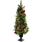 WeRChristmas 3.5 ft Pre-Lit Potted Mix Pine with Berries and Cones Decorated Christmas Tree with 42-LED Lights