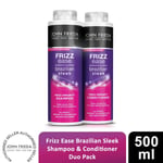 John Frieda Shampoo & Conditioner Duo Pack Frizz Ease Brazilian Sleek, 500ml
