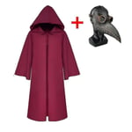 Plague Doctor Reaper Cosplay Vuxna Barn Karneval Halloween Kostym Med Steampunk Mask_nn V Red with mask 155 (kids)