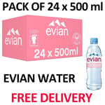 Evian Still Water Bottle Mineral Natural Drinking Water Screw Cap 24 x 500ml