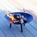 Primus 52cm Fire Pit Bowl with Legs – Steel Hammered Black Finish and Iron Poker