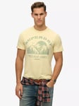 Superdry Lo-fi Outdoor Mono Relaxed Fit Short Sleeve Graphic T-Shirt, Laguna Yellow Marl