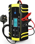 HAUSPROFI 12V/24V 8Amp Automatic Battery Charger with 3-Stage Charging, 6 Charging Mode and LCD Screen, Intelligent Charges, Repairs, Maintains Car Motorcycle Boat Mower Battery