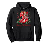 Howdy Christmas Cowgirl Boots Coquette Bow Western Country Pullover Hoodie