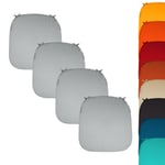 Linxor - Lot de 4 galettes, coussins déhoussables pour chaise - Gris clair