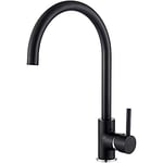 GRIFEMA GRIFERÍA DE COCINA-G400B Black Kitchen Sink Mixer Tap with 360 Degree Swivel Spout, 3/8 Inch Hose, Chrome