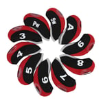 Germerse Couvre-tête de Pilote de Golf, Couvre-Putter 10 pièces Lavable en Machine, Conception à glissière pour Accessoire de Golf pour Les(Black Red + Number)