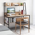 Maisonchic - Bureau avec Niche & Bibliothèque, Table d'Étude 120 cm, Peu Encombrant, Naturel CW2380 Maison Chic