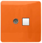 Trendi Modern Glossy Tactile TV Co-axial Socket + Telephone Socket Orange