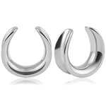 Vankula Ecarteur Oreilles 1 Paire Selle Plug Tunnel en Acier Inoxydable Piercing Bijoux pour Femmes Hommes 12mm(1/2") Argent