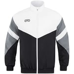 JAKO - Veste Décontractée Rétro, Mixte, Noir/Blanc/Gris Pierre, S