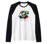 Splash Art Vintage Telephone Landline Dial Raglan Baseball Tee