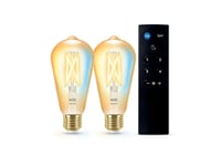 WiZ - LysPærer Smart TW Amb. 8W 806lm 2200-6500K 2pcs. Edison Gold E27 &amp; Remote