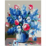 N/C Aint By Numbers Kits Acrylic Paints Set Diy Canvas Oil Painting Gift Kits Home Decoration- Blue Vase Flower 16*20 Inch