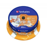 DVD-R 16x 4.7GB Wide Inkjet Printable ID Branded 25 Pack Spindel