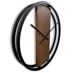 FLEXISTYLE Horloge Murale LOFT Ovale, en métal, 3D, XXL, Moderne, sans Bruit de tic-tac, pour Salle de Bain, Salon (50 cm de diamètre, Marron)