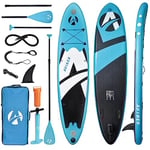 Aviner Stand Up Paddle Gonflable, Paddle Gonflable Set, 150KG/ 305×71×15cm, Set Paddle Gonflable Adulte avec Accessoires complets Premium pour Tous Les Niveaux, Bleu Clair