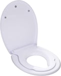 Abattant de WC avec système d'abaissement automatique ¿ Couvercle de toilette ovale blanc pour famille, siège de toilette magnétique à fixer, fonction Quick Release et abattant de WC familial pour