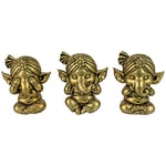 Design Toscano See, Hear, Speak No Evil Lord Ganesha Hindu Elephant God Statue, Polyresin, Antique Gold, 10 cm