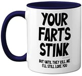 Funny Valentines Gifts for Him - Your Farts Stink Mug - Funny Mugs for Men, Birthday Gifts for Boyfriend Husband Dad, Joke Novelty Present, I Love You Daughter Son Wife, 11oz Navy Blue Ceramic Mugs