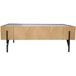 Table basse en bois clair avec 2 grands tiroirs sequoia