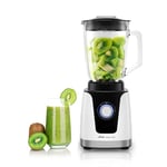 UFESA BS4707 Mixeur Blender activa avec fenêtre de bocal et bouchon doseur, 500 W, 1,5 litre, plastique, 3 vitesses, Blanc/Noir