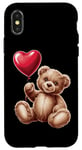 Coque pour iPhone X/XS Ours en peluche coeur amour joyeux Saint-Valentin