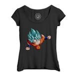 T-Shirt Femme Col Echancré Dragon Ball Goku New Blue Super Sayan Dbz Manga