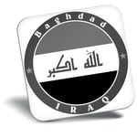 Awesome Fridge Magnet bw - Iraq Baghdad Flag Travel Stamp  #40264