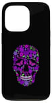 iPhone 13 Pro Purple Floral Black Sugar-Skull Flower Day Of The Dead Case