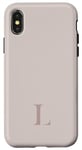 Coque pour iPhone X/XS Lettre L Monogramme Initiale L Beige Marron Cadeau pour Elle Femme