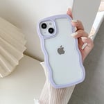 QLTYPRI Compatible with iPhone 13 Case/iPhone 14 Case, Cute Curly Wave Frame Clear Case for Girls Women, Transparent Soft Silicone TPU Bumper Shockproof Protective Cover for iPhone 13/14 - Purple