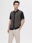 SELECTED HOMME Stripe Short Sleeve Polo Cardigan, Sky Captain