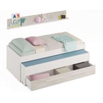 Lit enfant gigogne double coloris blanc artic / blanc poli - Hauteur 65 x Longueur 199 x Profondeur 96 cm