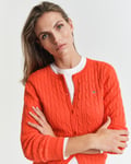 GANT - Bomullskabelstrikket cardigan med stretch til dame orange red