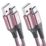 2-Pack 1M USB C Cable 3.1A Fast Car Charger Cable Compatible for iPhone 16 15 Plus Pro Max, Samsung Flip/Fold 5 4 3 S10 S9 S8 S20 S21 S22 S23 A15/14/13/12 A25/A35/A34 A55/54, Pixel 8 7 6, Tablets