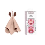 BIBS - Pacifier Studio Colour 2 PACK - Baby Pink/Coral - Size 2 + Cuddle Cloth Kangaroo - Blush (Bundle)