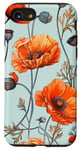 Coque pour iPhone SE (2020) / 7 / 8 Motif coquelicot orange sur fond bleu clair