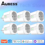 AUBESS-Prise de courant intelligente avec moniteur d'alimentation,WiFi,Zigequation,EU 16A,20A,Tuya Smart Life,Yandex Alice,Alexa,Google Home Assistant - Type 6 Pieces-WiFi 16A