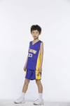 MMW Kids' NBA Jerseys Set - Bulls Jordan#23 / Lakers James#23 / Warriors Curry#30 Basketball Shirt Vest Top Summer Shorts for Boys and Girls,Purple - Lakers James #23,2XL (160-165cm)