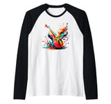 Splash Art Cello Instrument Orchestra Cellist Cellists Raglan Baseball Tee