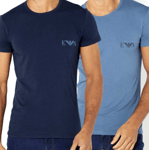 New Mens Emporio Armani 2 Pack T-Shirts Crew Neck Short Navy Blue S RRP£45