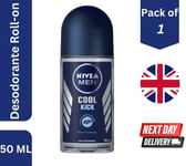 1 x NIVEA Men Cool Kick 50ml Roll-On 48h Freshness and Cooling Deodorant